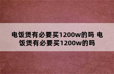 电饭煲有必要买1200w的吗 电饭煲有必要买1200w的吗